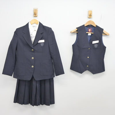 【中古】福岡県 二日市中学校 女子制服 4点 (ブレザー・ベスト・シャツ・スカート) sf103477