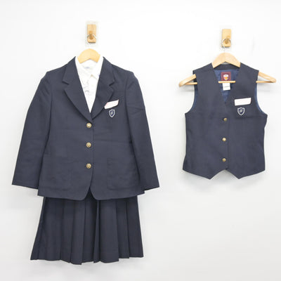 【中古】福岡県 二日市中学校 女子制服 4点 (ブレザー・ベスト・シャツ・スカート) sf103478