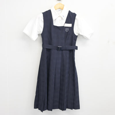 【中古】福岡県 二日市中学校 女子制服 2点 (シャツ・ジャンパースカート) sf103480
