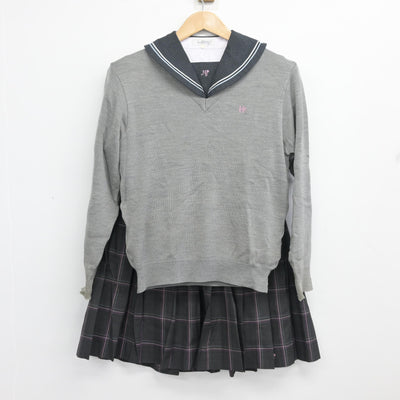 【中古】広島県 広島桜が丘高等学校 女子制服 3点 (ニット・セーラー服・スカート) sf103484