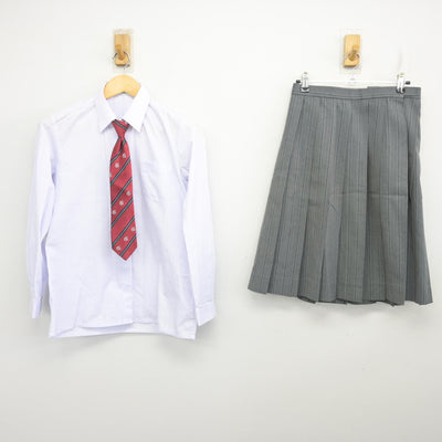 【中古】福島県 会津学鳳高等学校 女子制服 3点 (シャツ・スカート) sf103592