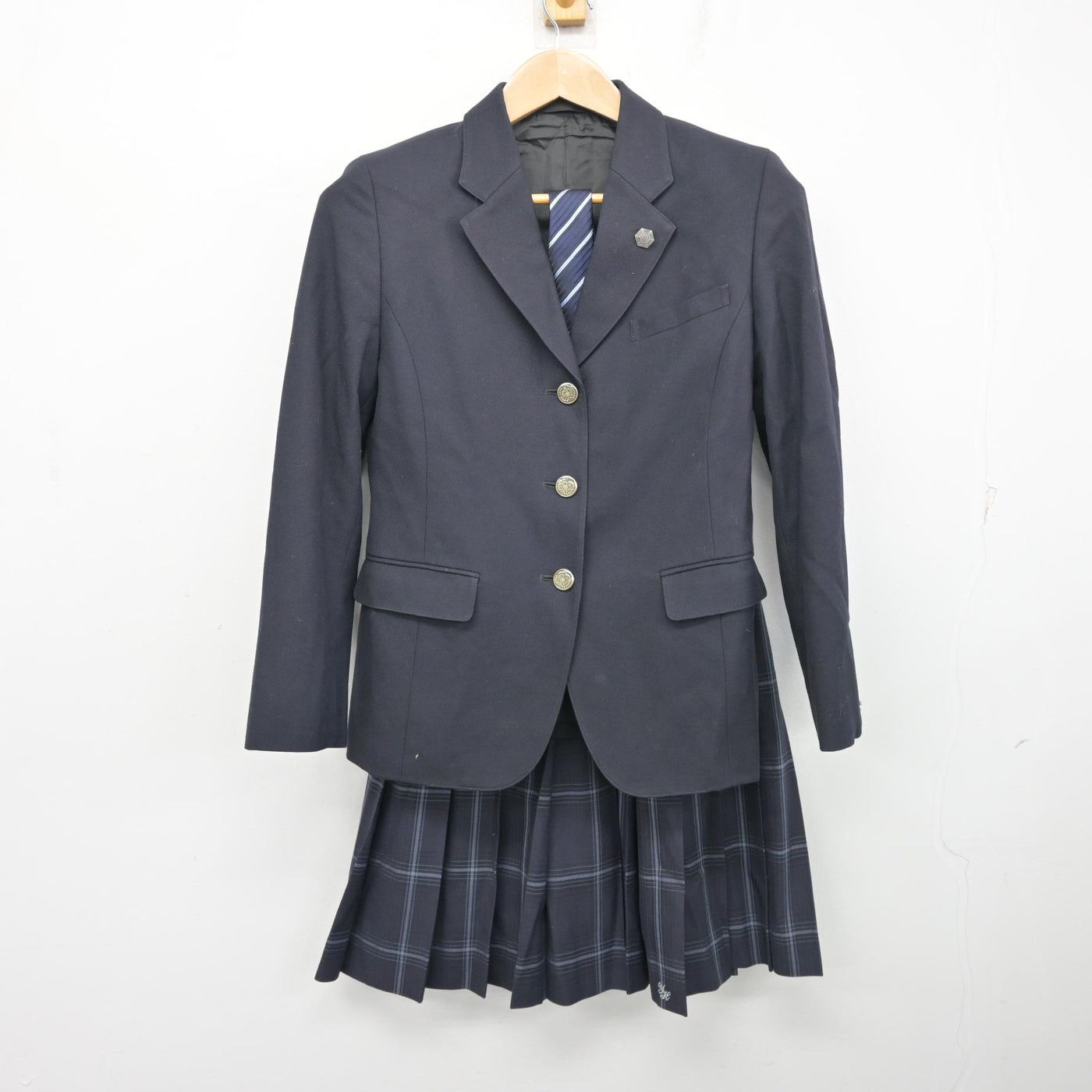 【中古】東京都 雪谷高等学校 女子制服 5点 (ブレザー・スカート) sf103613