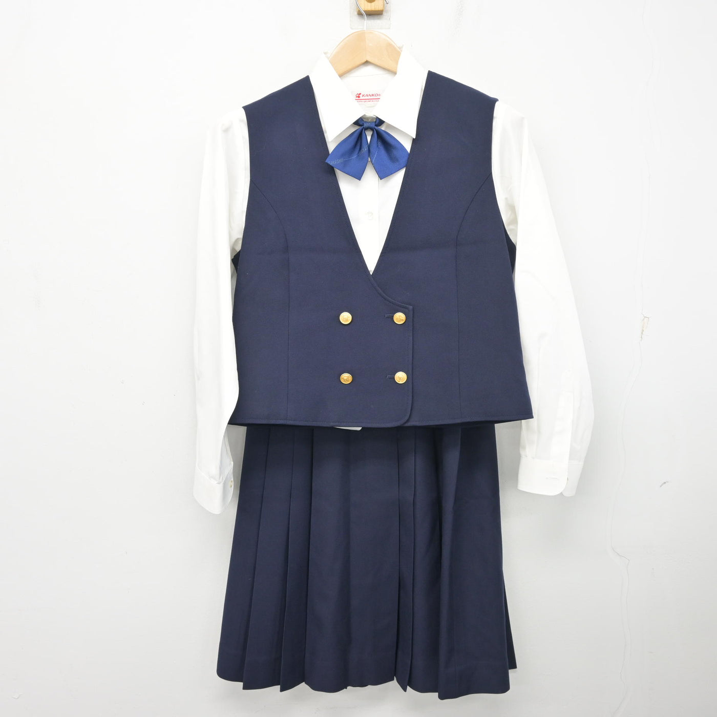 【中古】香川県 高松商業高等学校 女子制服 6点 (ブレザー・ベスト・シャツ・スカート) sf103634