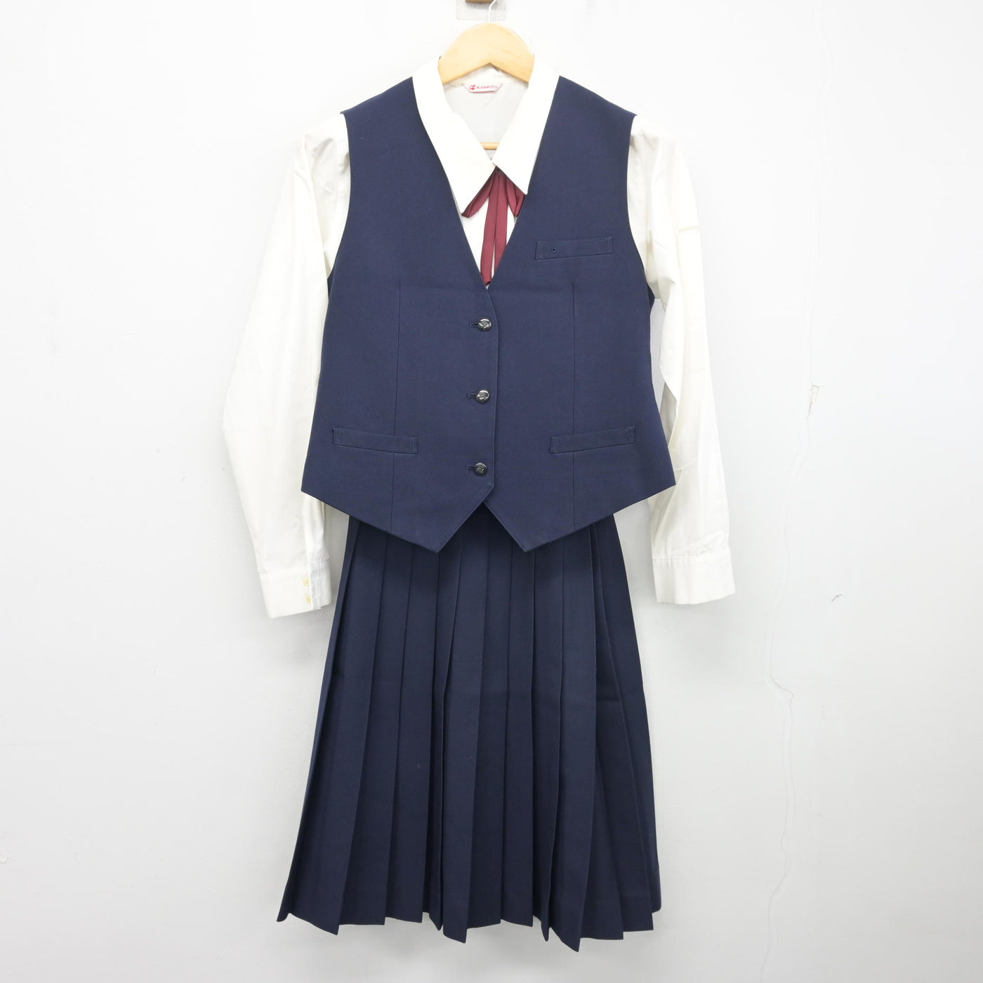 【中古】香川県 丸亀高等学校 女子制服 6点 (ブレザー・ベスト・シャツ・スカート) sf103656