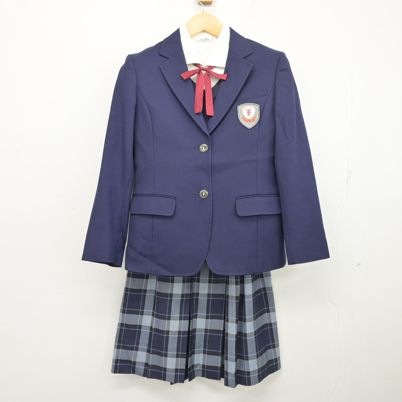 【中古】東京都 富士見高等学校 女子制服 5点 (ブレザー・ニット・シャツ・スカート) sf103665