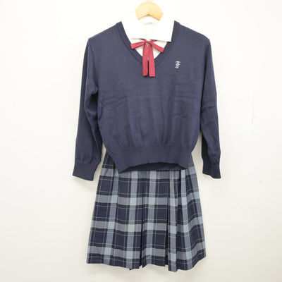 【中古】東京都 富士見高等学校 女子制服 5点 (ブレザー・ニット・シャツ・スカート) sf103665