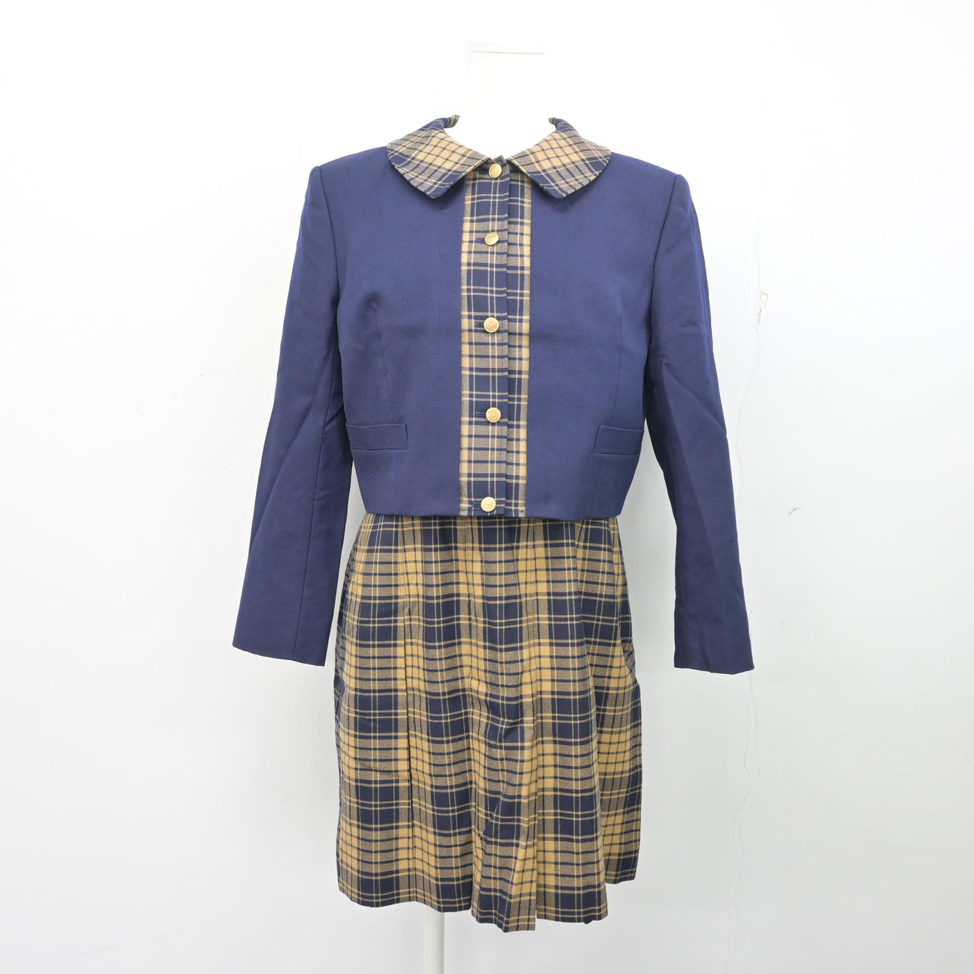 【中古】熊本県 秀岳館高等学校 女子制服 3点 (ブレザー・シャツ・ジャンパースカート) sf103675