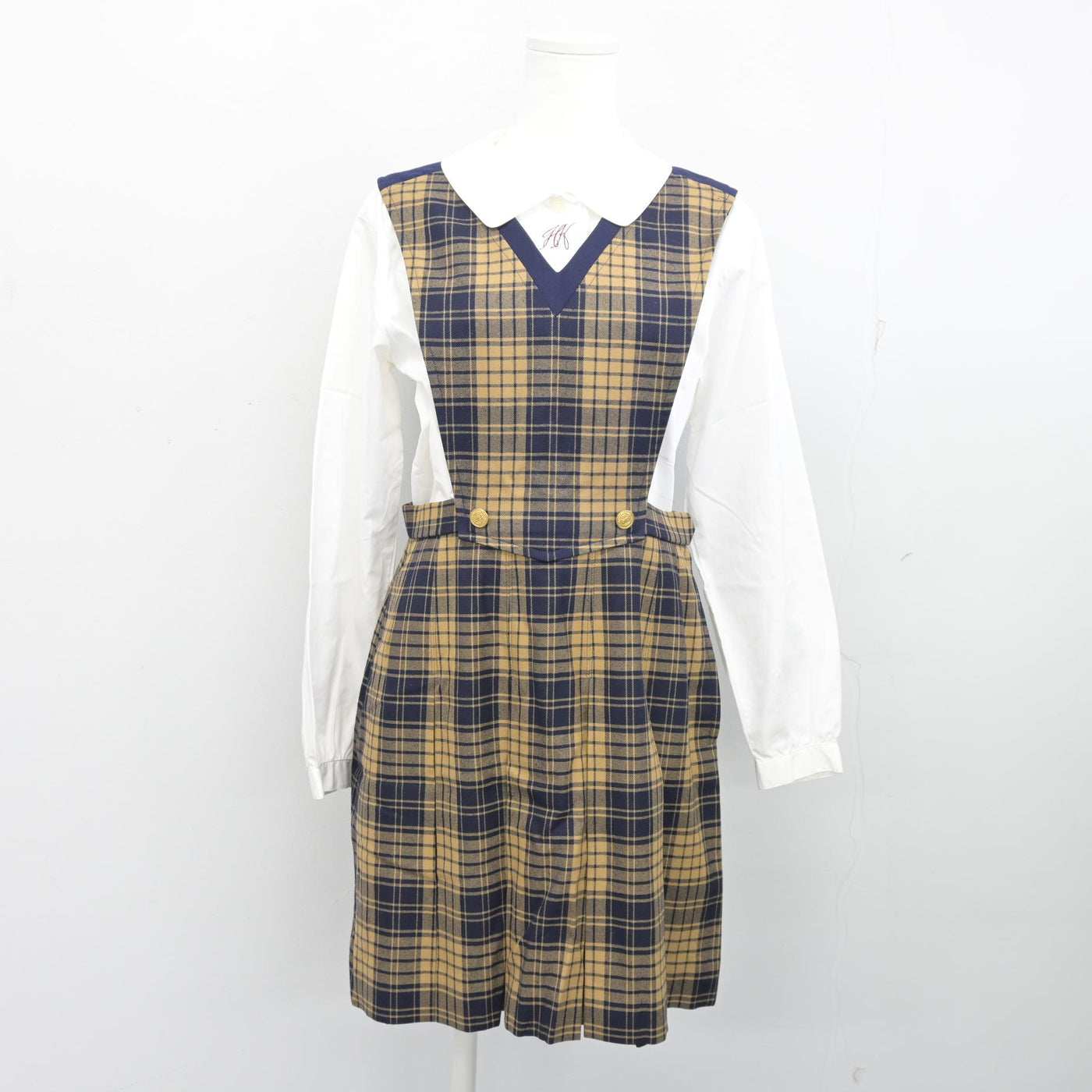 【中古】熊本県 秀岳館高等学校 女子制服 3点 (ブレザー・シャツ・ジャンパースカート) sf103675