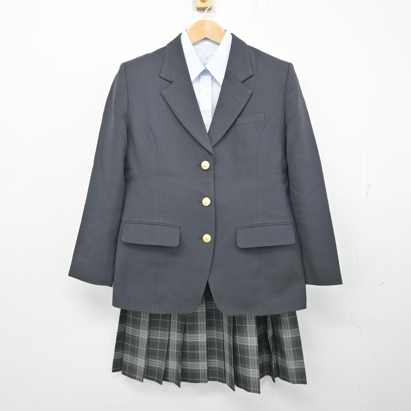 【中古】北海道 札幌旭丘高等学校 女子制服 4点 (ブレザー・ベスト・シャツ・スカート) sf103702