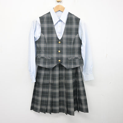 【中古】北海道 札幌旭丘高等学校 女子制服 4点 (ブレザー・ベスト・シャツ・スカート) sf103702