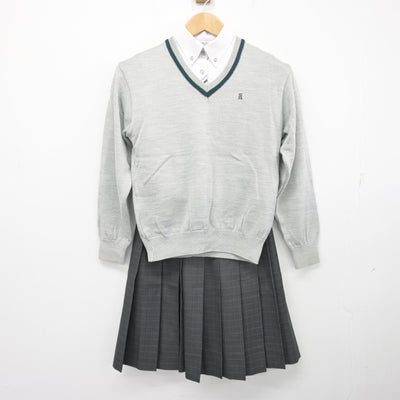 【中古】福岡県 青葉中学校 女子制服 4点 (ブレザー・ニット・シャツ・スカート) sf103716
