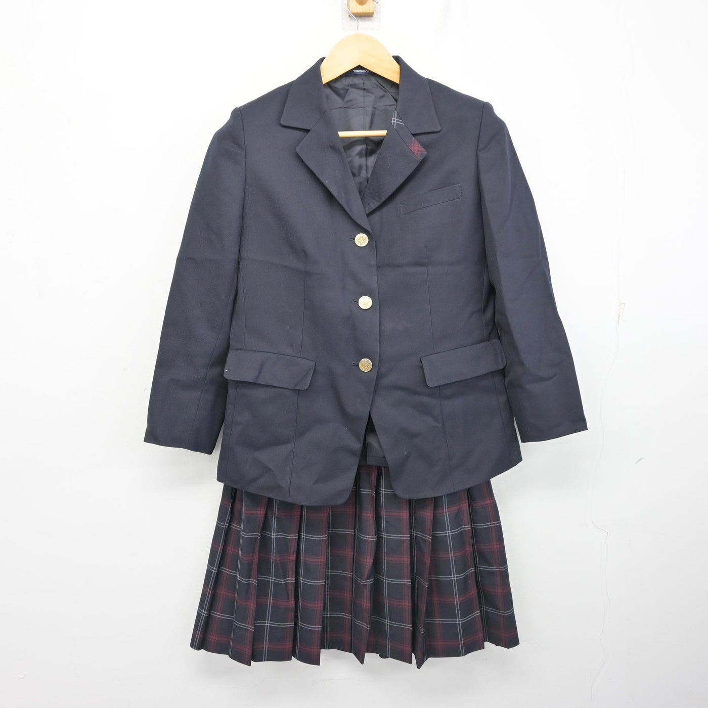 【中古】福岡県 湯川中学校 女子制服 3点 (ブレザー・スカート) sf103747