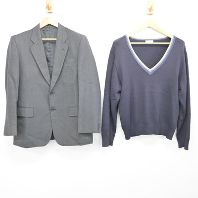 【中古】岡山県 倉敷古城池高等学校 男子制服 4点 (ブレザー・ニット・ズボン) sf103764