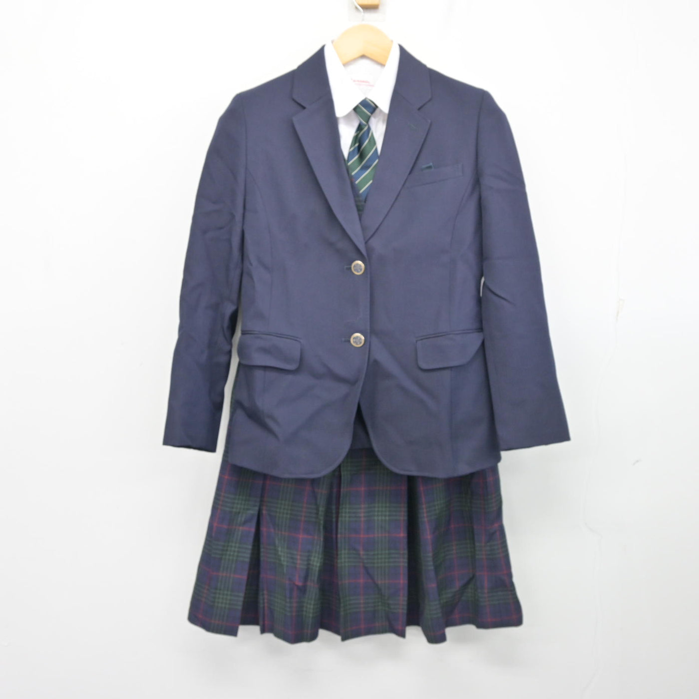 【中古】北海道 上野幌中学校 女子制服 5点 (ブレザー・ベスト・シャツ・スカート) sf103766