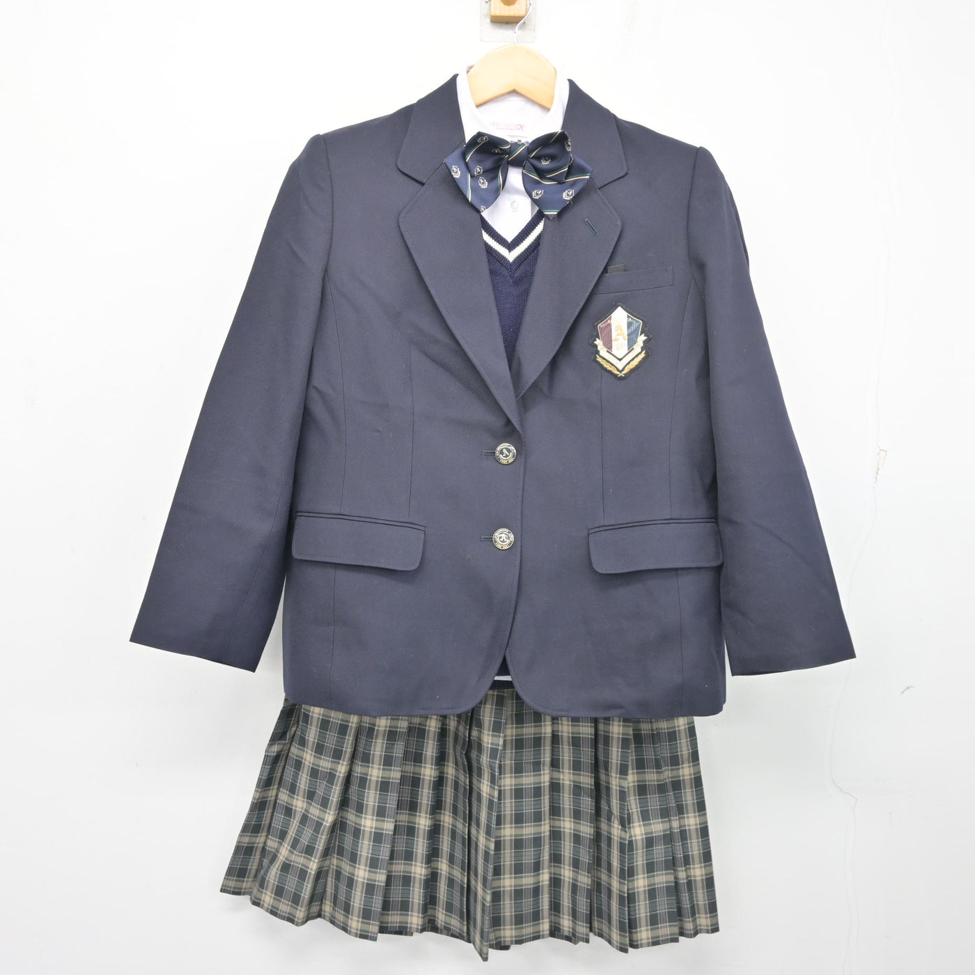 【中古】兵庫県 有野北中学校 女子制服 5点 (ブレザー・ニット・シャツ・スカート) sf103797