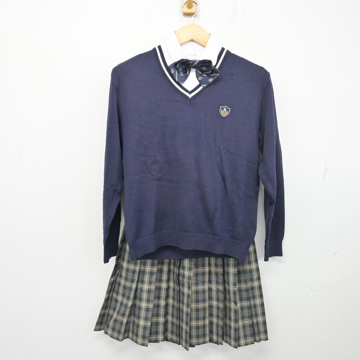 【中古】兵庫県 有野北中学校 女子制服 5点 (ブレザー・ニット・シャツ・スカート) sf103797