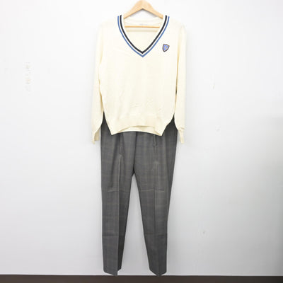 【中古】秋田県 秋田中央高等学校 男子制服 3点 (ブレザー・ニット・ズボン) sf103823