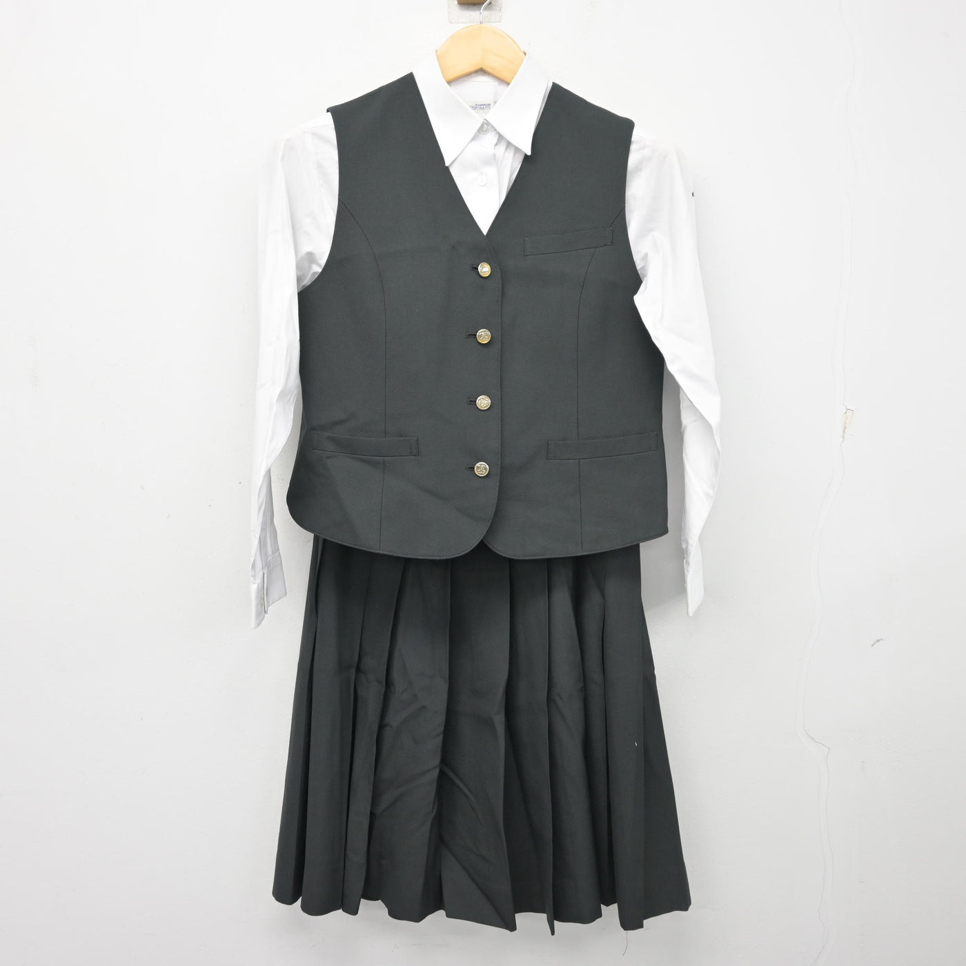 【中古】長崎県 佐世保北高等学校 女子制服 5点 (ブレザー・ベスト・シャツ・スカート) sf103888