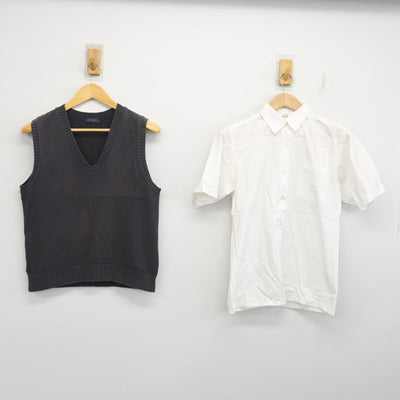 【中古】埼玉県 川越南高等学校 女子制服 2点 (ニットベスト・シャツ) sf103996