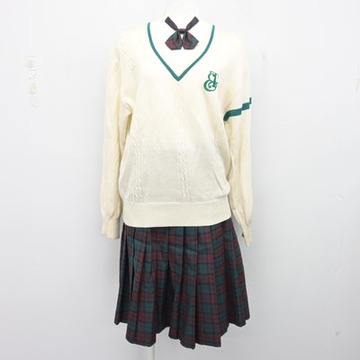 【中古】茨城県 江戸川学園取手高等学校/旧制服 女子制服 4点 (ブレザー・ニット・スカート) sf104025