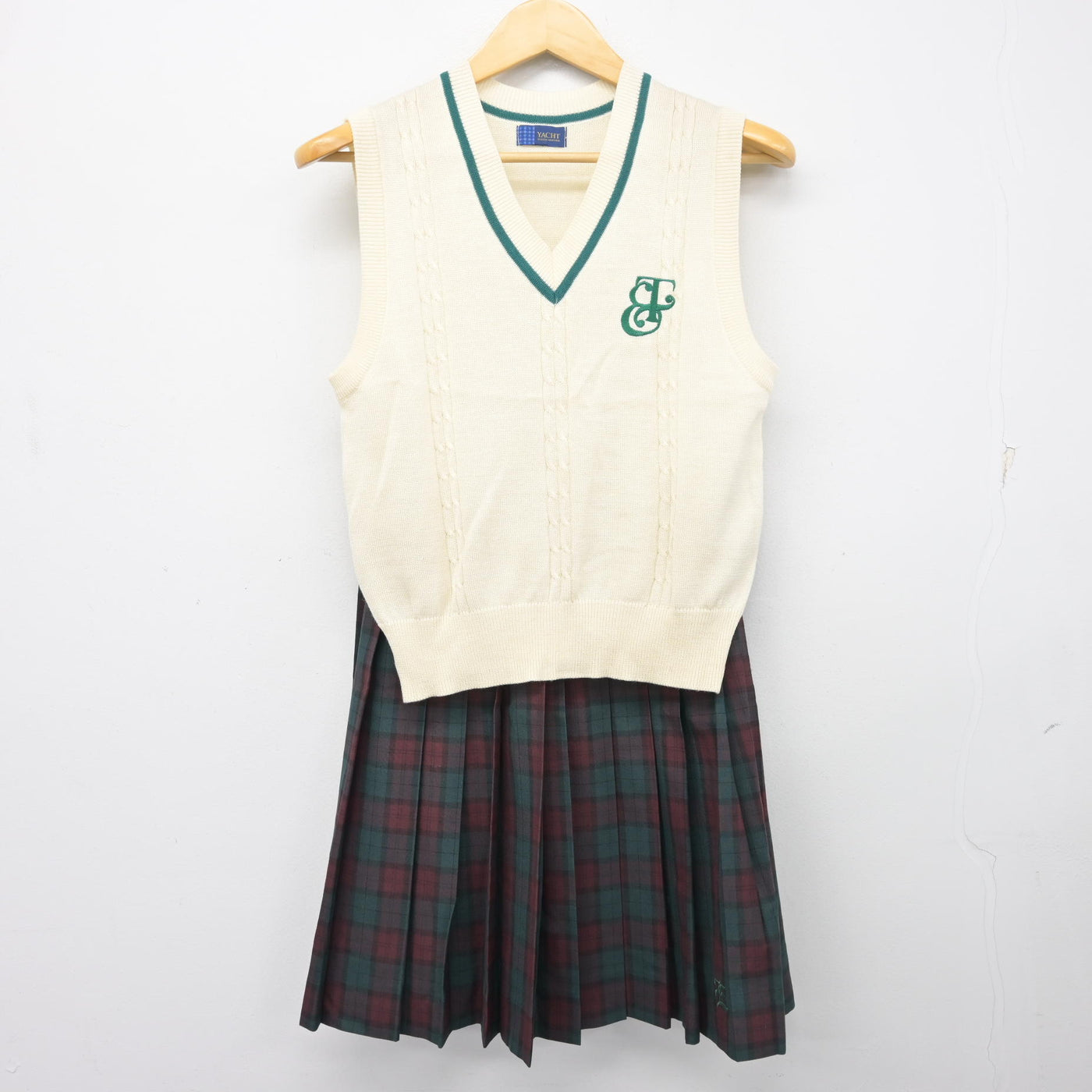 【中古】茨城県 江戸川学園取手高等学校/旧制服 女子制服 2点 (ニットベスト・スカート) sf104028