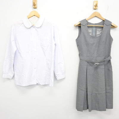 【中古】広島県 可部中学校 女子制服 2点 (シャツ・ジャンパースカート) sf104043