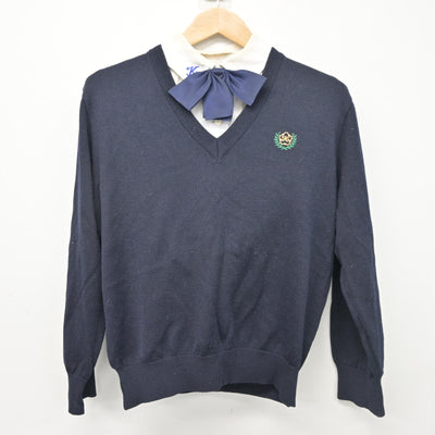 【中古】熊本県 熊本中央高等学校/旧制服 女子制服 4点 (ブレザー・ニット・シャツ) sf104052