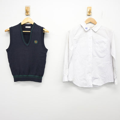 【中古】熊本県 熊本中央高等学校 女子制服 2点 (ニットベスト・シャツ) sf104054