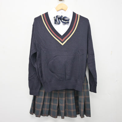 【中古】福井県 福井工業大学附属福井高等学校 女子制服 5点 (ブレザー・ニット・シャツ・スカート) sf104058