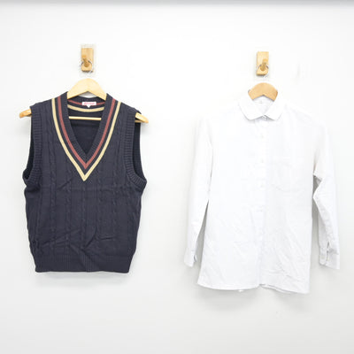 【中古】福井県 福井工業大学附属福井高等学校 女子制服 2点 (ニットベスト・シャツ) sf104059