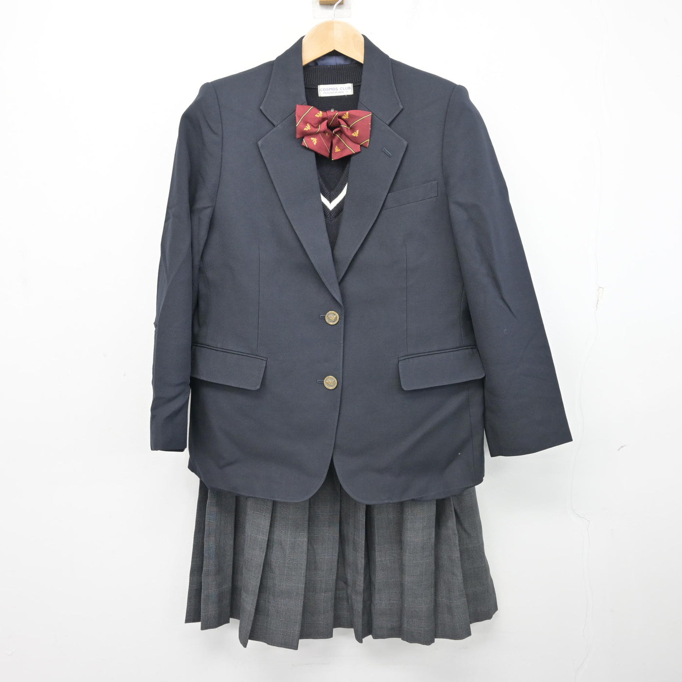 【中古】兵庫県 明石西高等学校 女子制服 5点 (ブレザー・ニットベスト・スカート) sf104064