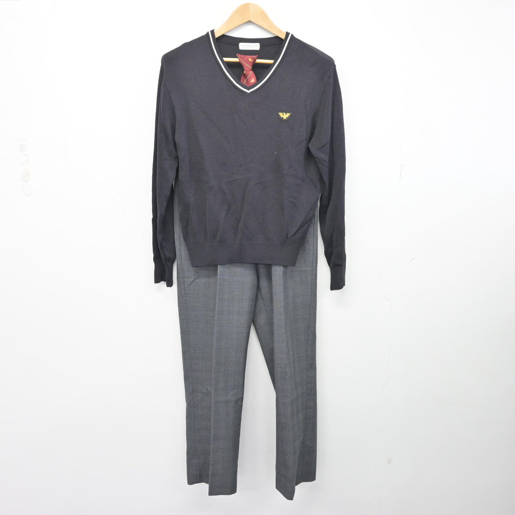 中古】兵庫県 明石西高等学校 男子制服 3点 (ニット・ズボン) sf104067