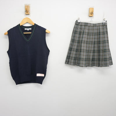 【中古】神奈川県 横浜創英高等学校 女子制服 2点 (ニットベスト・スカート) sf104347