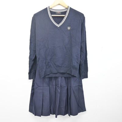 中古】広島県 清水ヶ丘高等学校 女子制服 4点 (ブレザー・ニット