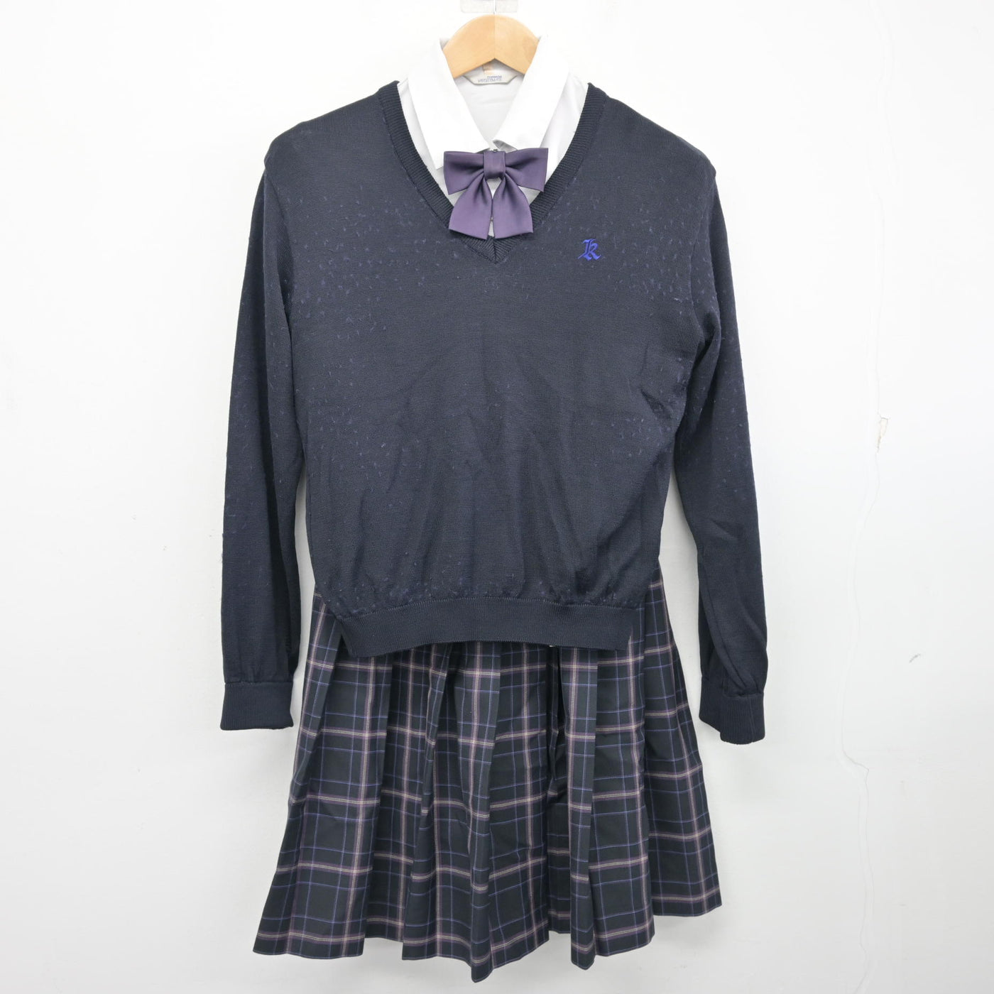 中古】佐賀県 敬徳高等学校/旧制服 女子制服 5点 (ブレザー・ニット 