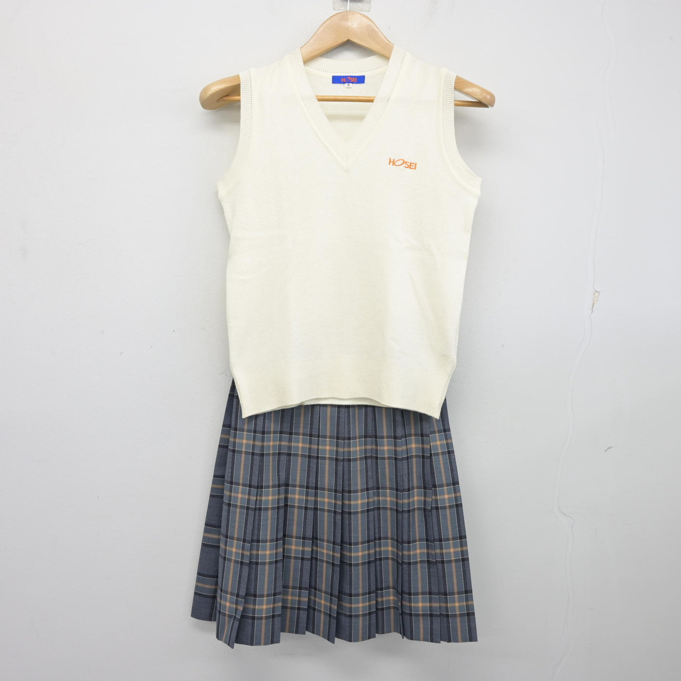 中古】東京都 法政大学中学校 女子制服 2点 (ニットベスト・スカート 