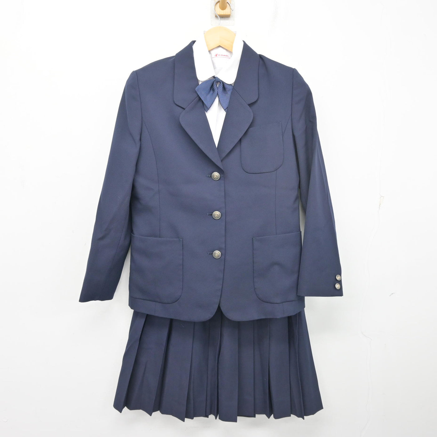 青森市立南中学校男子用制服(ネクタイ色 紺色) カンコー 青森市立南中学校 女子制服紺ブレザー 160A リボン、ライナー
