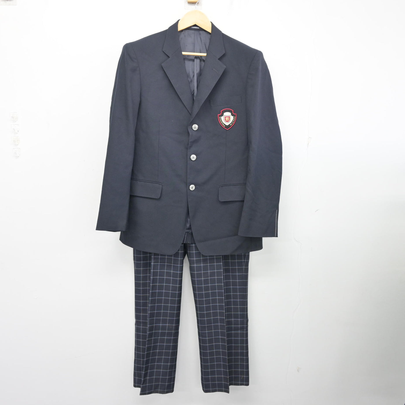 中古】広島県 宮島工業高等学校 男子制服 3点 (ブレザー・ズボン