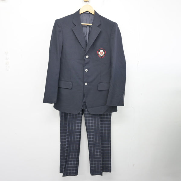 中古】広島県 宮島工業高等学校 男子制服 3点 (ブレザー・ズボン
