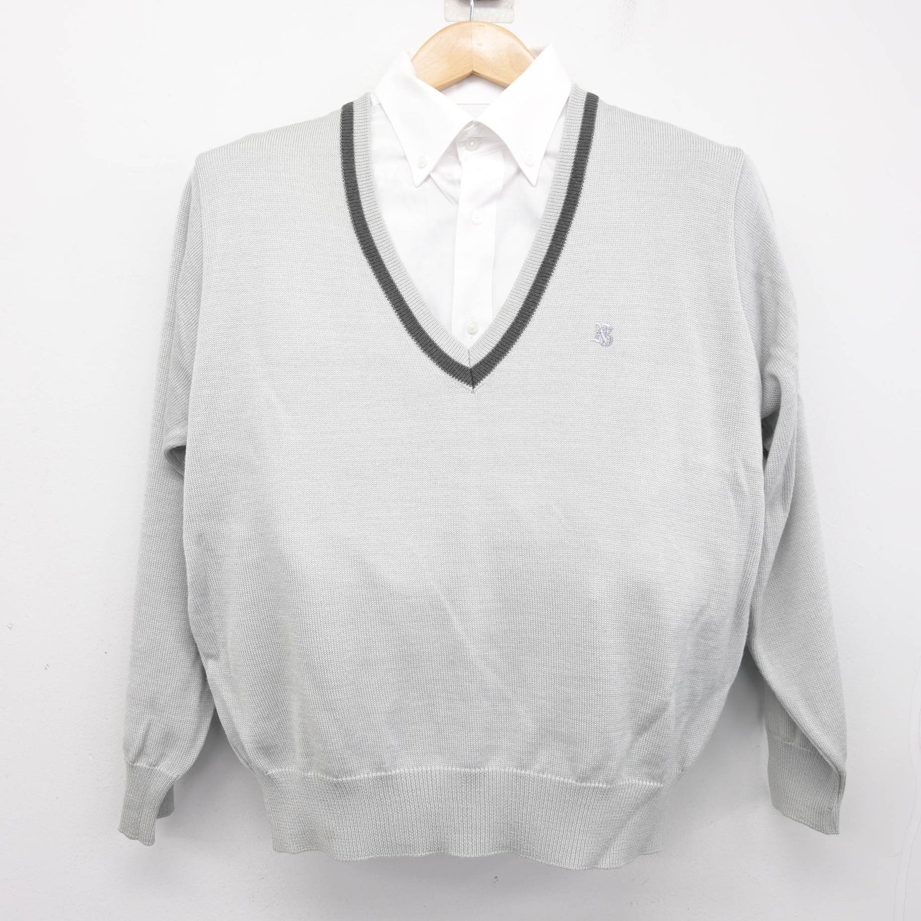 中古】兵庫県 仁川学院高等学校 男子制服 2点 (ニット・シャツ