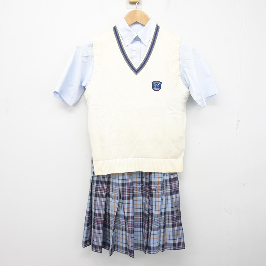 中古】埼玉県 清和学園高等学校 女子制服 3点 (ニットベスト・シャツ 