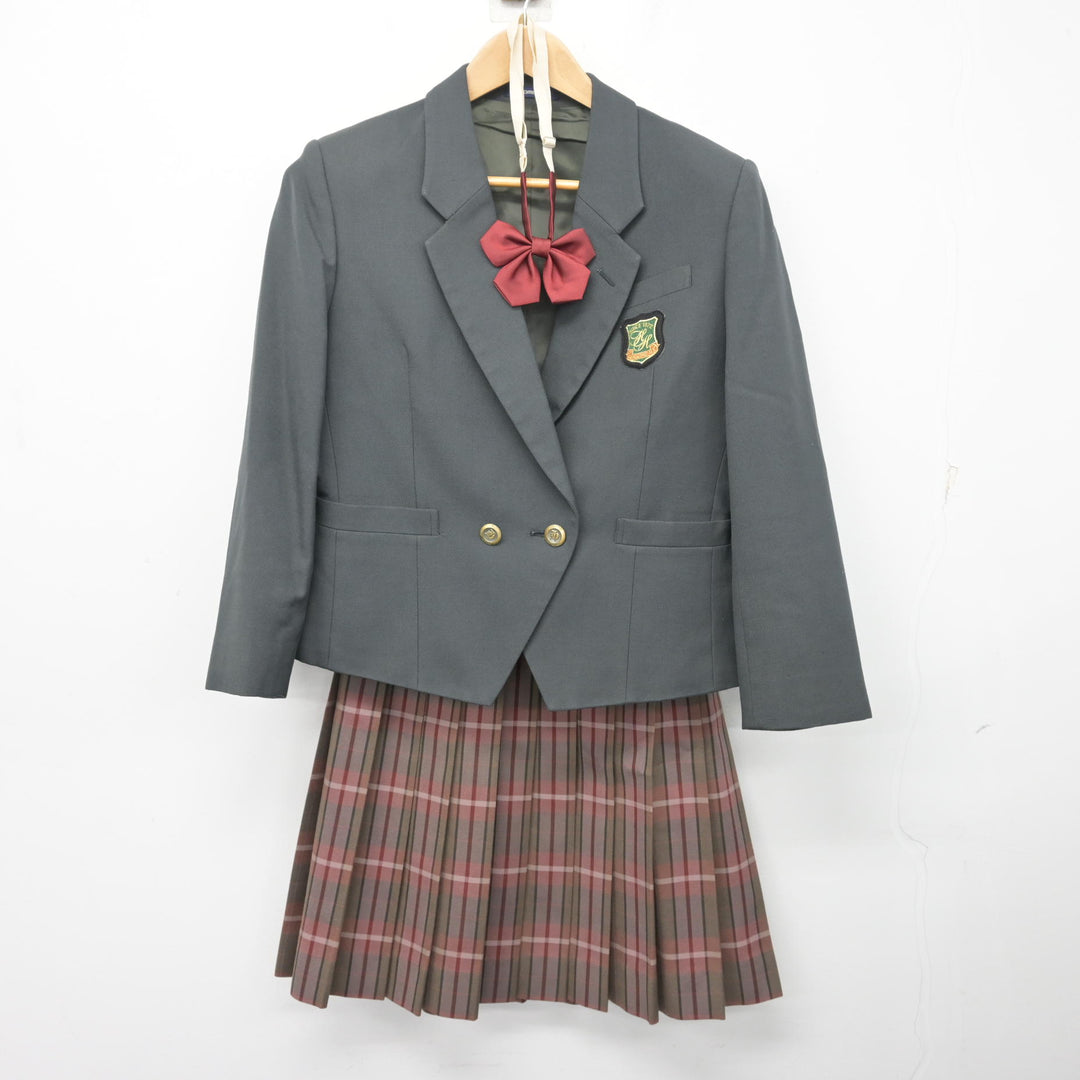 中古】京都府 花園高等学校 女子制服 4点 (ブレザー・スカート 