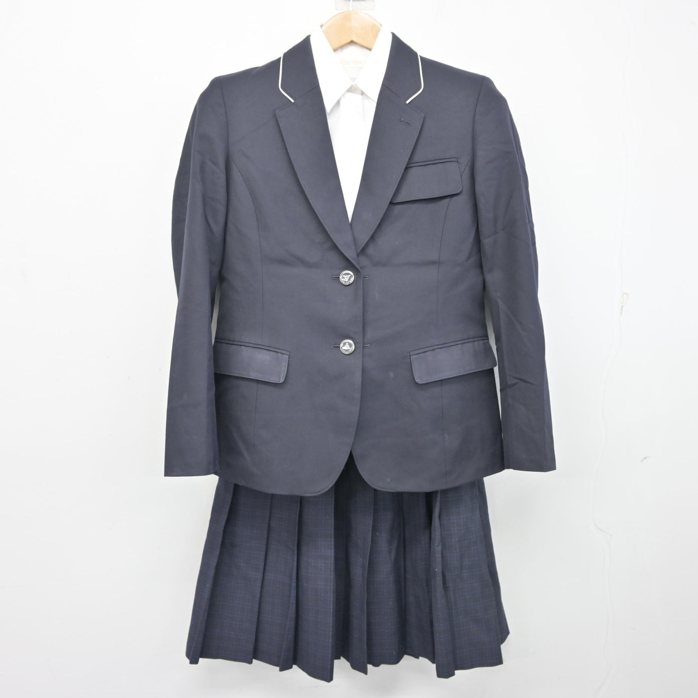 中古】福岡県 福岡市内中学標準服 女子制服 3点 (ブレザー・シャツ 