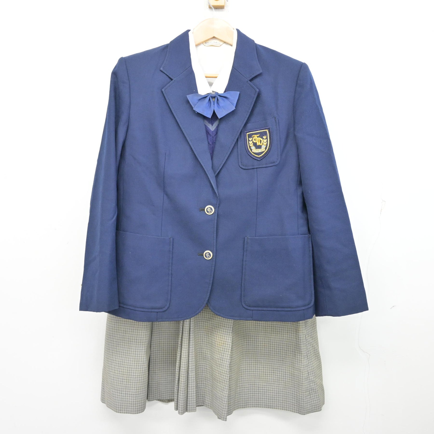 中古】富山県 高岡第一高等学校 女子制服 5点 (ブレザー・ニットベスト