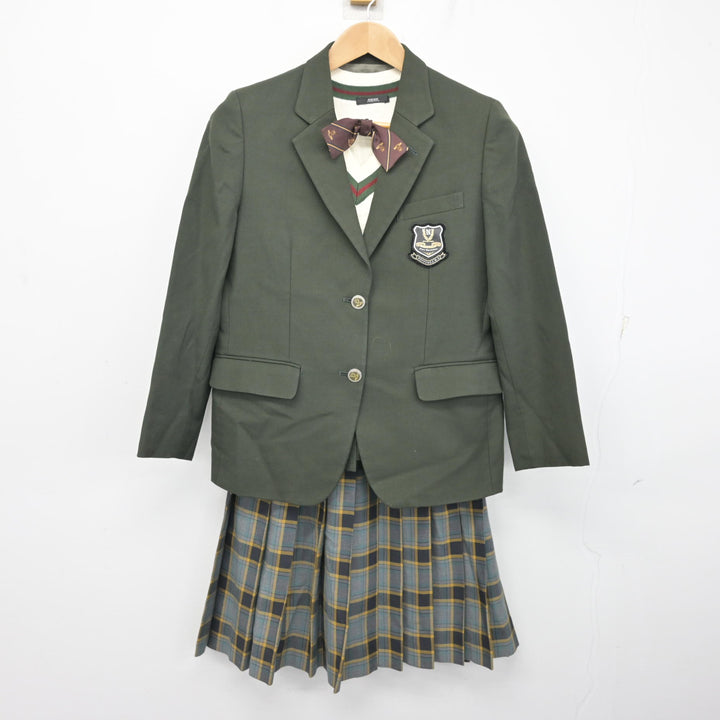 中古】北海道 江別市立野幌中学校 女子制服 4点 (ブレザー・ニット 