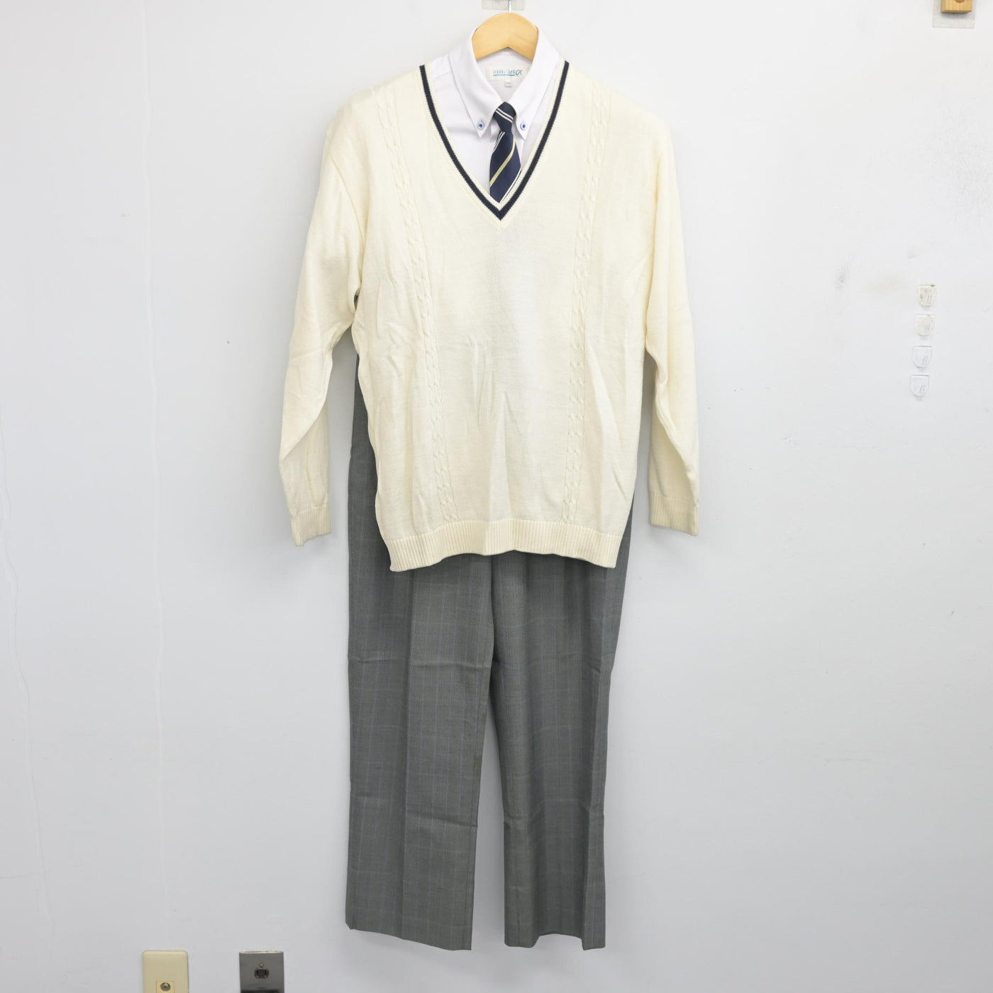 中古】兵庫県 小野工業高等学校 男子制服 5点 (ブレザー・ニット
