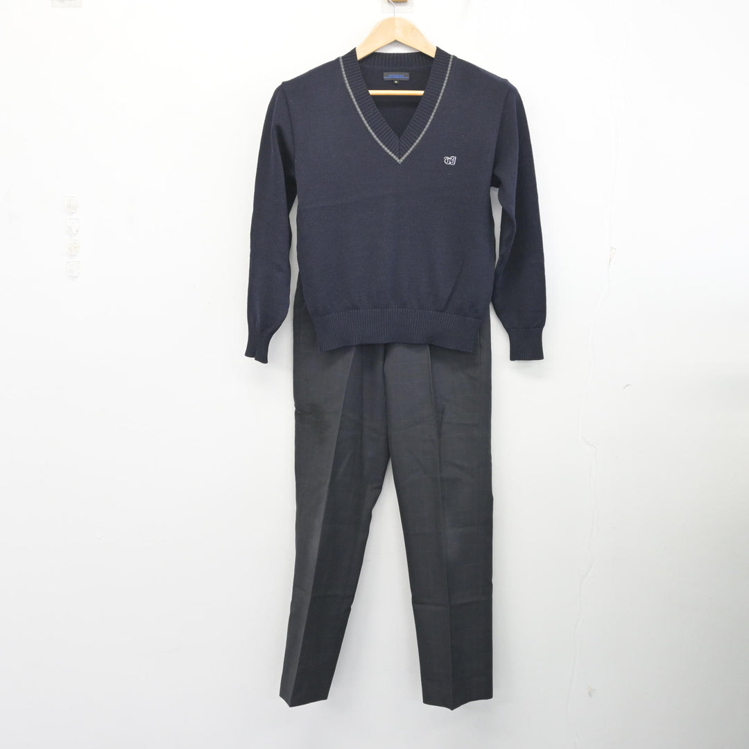 中古】徳島県 城ノ内中等教育学校 男子制服 2点 (ニット・ズボン