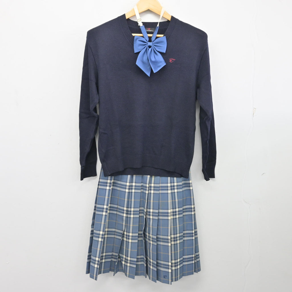 中古】大阪府 豊島高等学校 女子制服 3点 (ニット・スカート) sf107916
