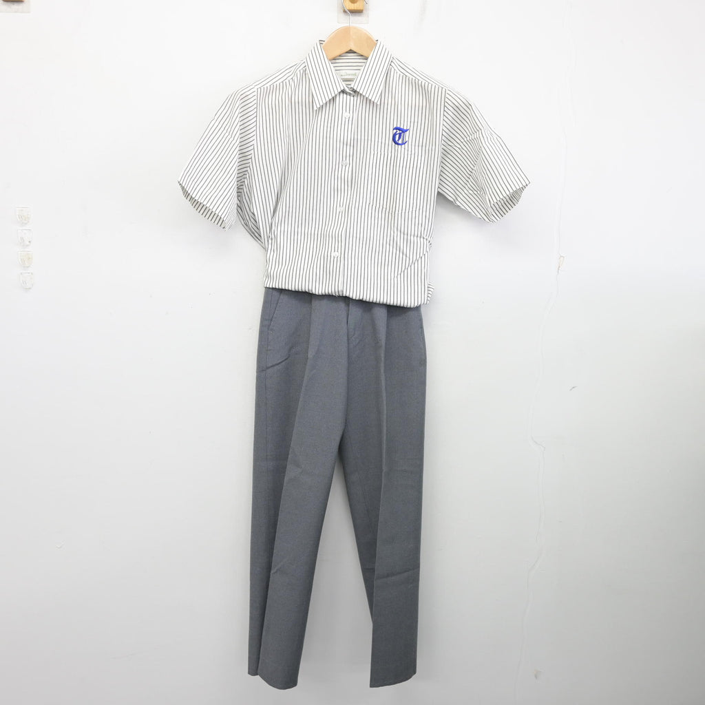 中古】茨城県 竹園東中学校 女子制服 3点 (シャツ・ズボン) sf108075