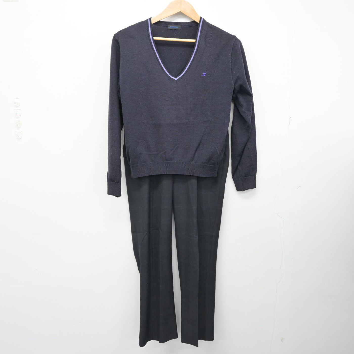 中古】岡山県 倉敷高等学校 男子制服 3点 (ブレザー・ニット・ズボン 